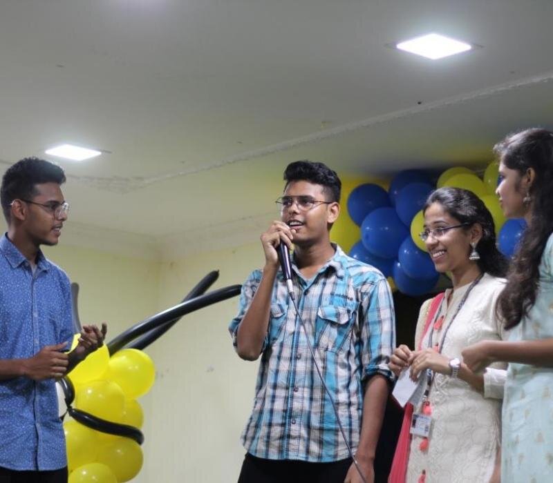 Student interactionto clear the inhibitations :- pic courtesy Ramaraju ,II IT