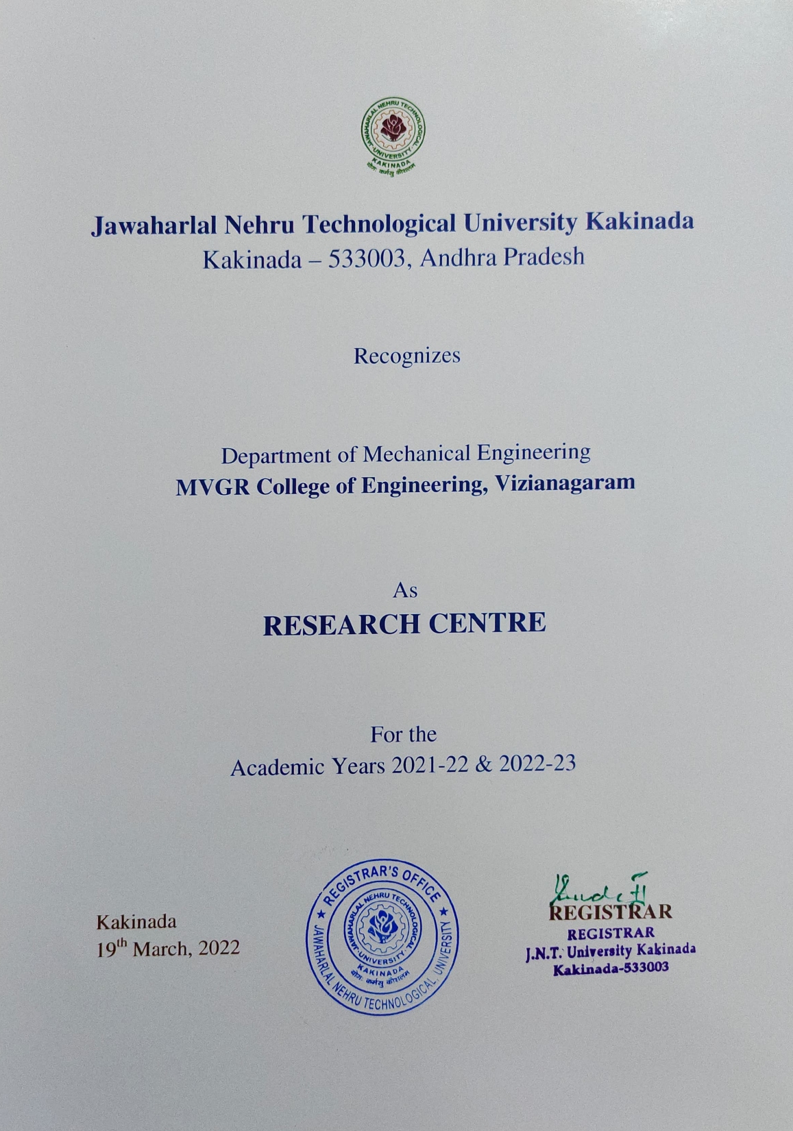 RESEARCH CENTER MECHANICAL